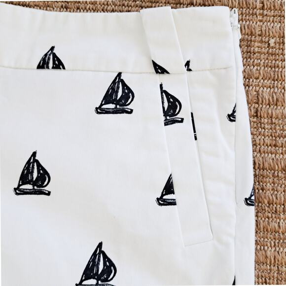 J CREW Sailboat Print Chino Short Black & White Size 8 Nautical Preppy - Picture 5 of 6